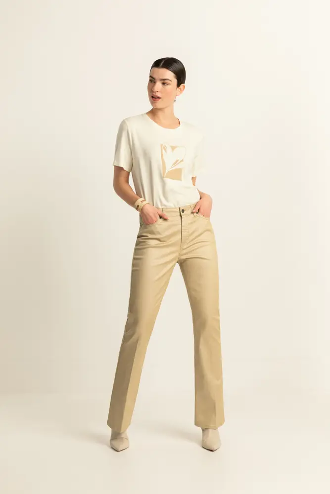 Flared broek met coating