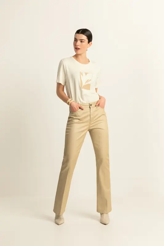 Flared broek met coating
