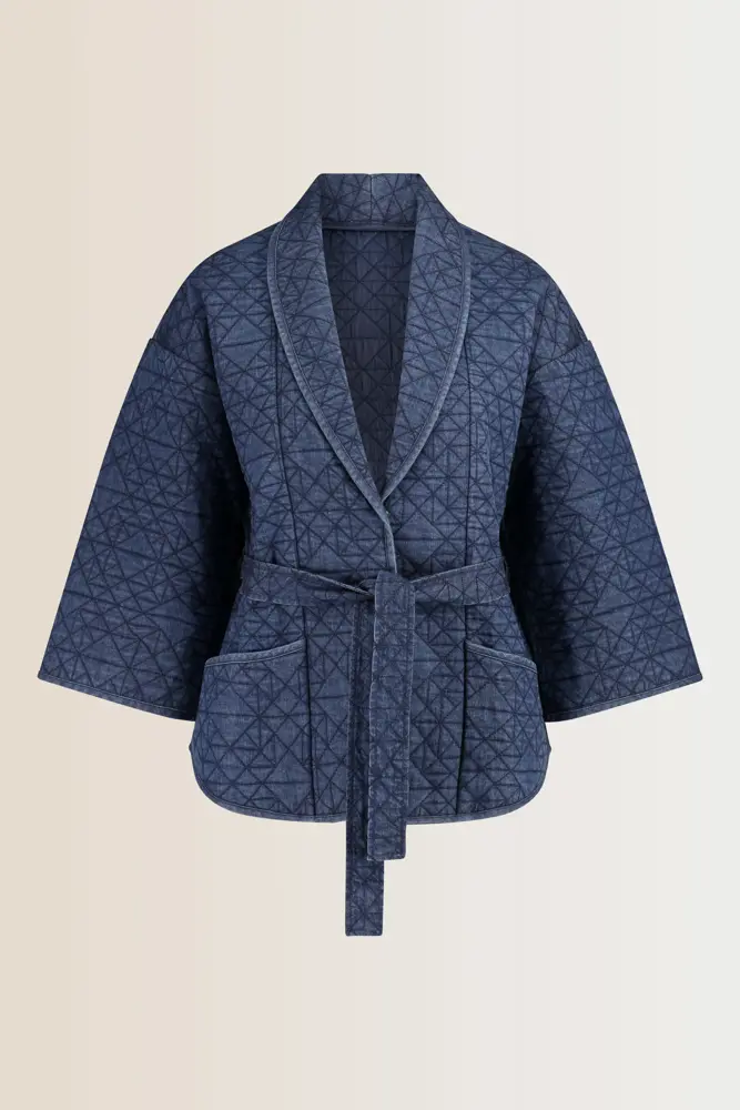 Denim gewatteerde kimono