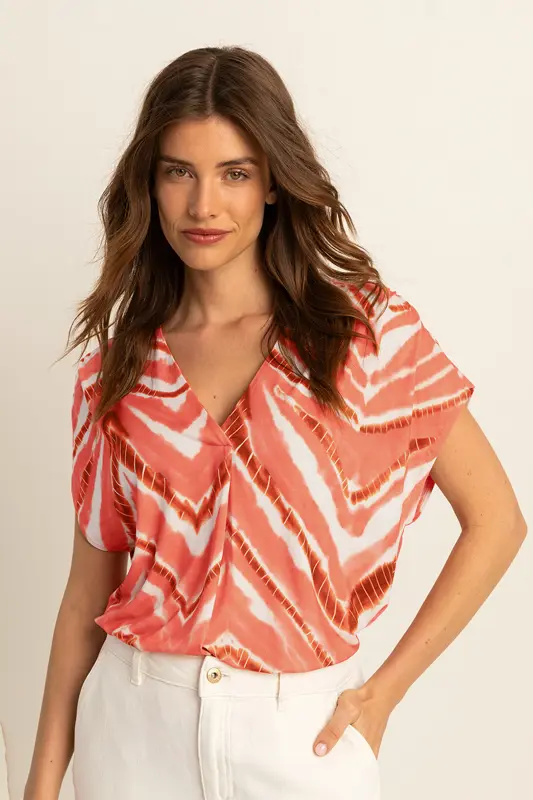 V-hals top met print