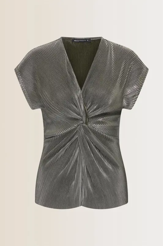 Glanzende blouse met plooidetail