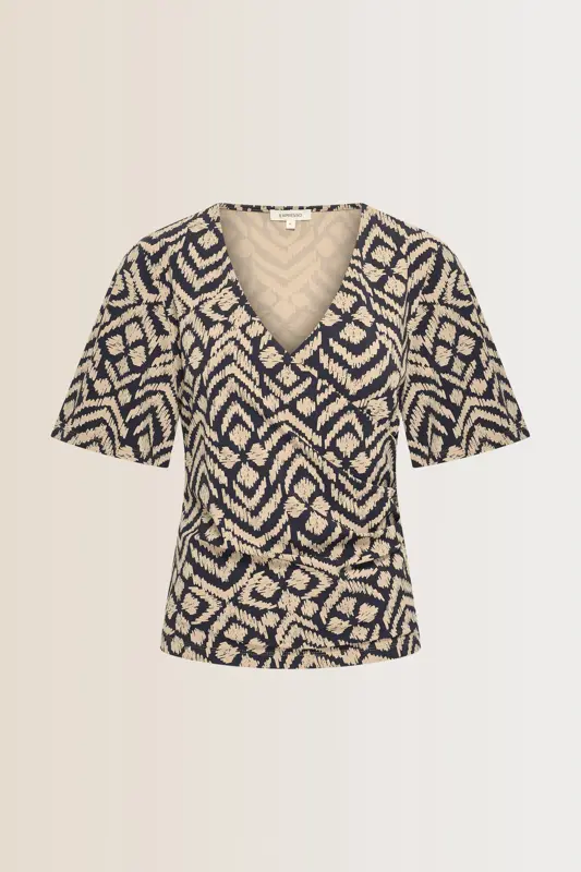 Travel top met V-hals