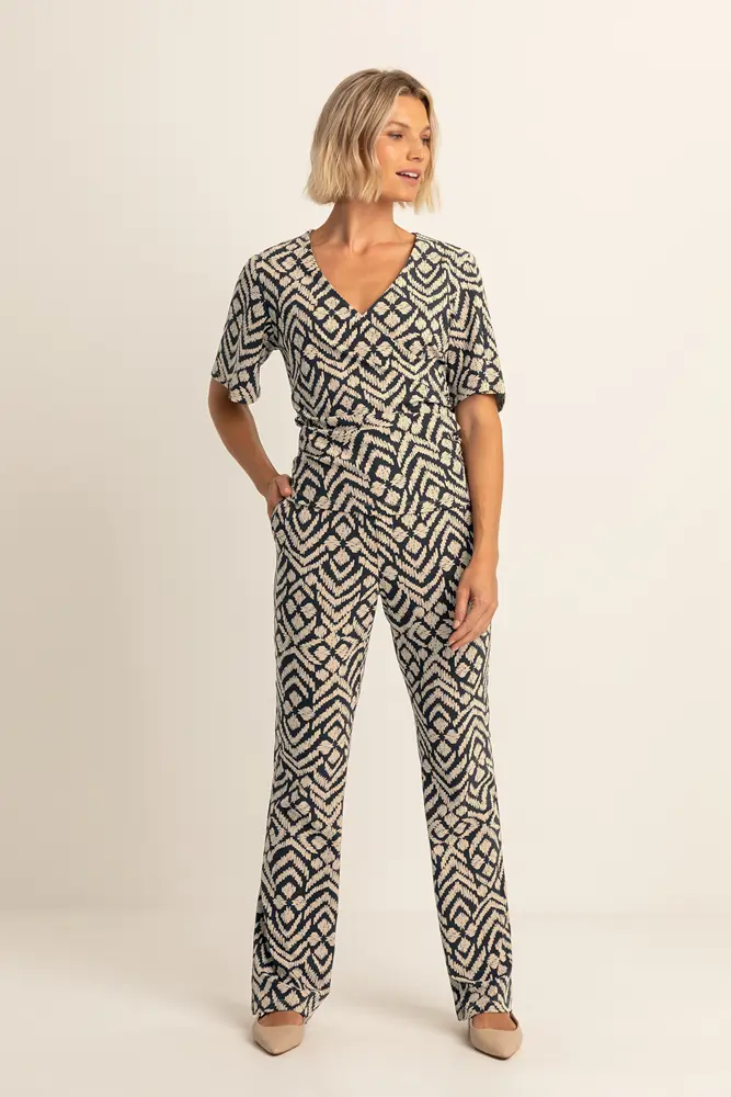 Travel top met V-hals