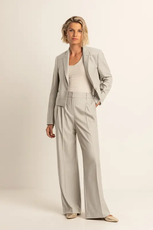 Wide leg broek met krijtstreep