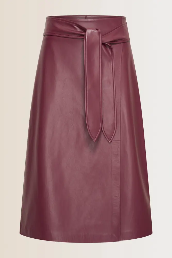 Faux-leather overslag rok