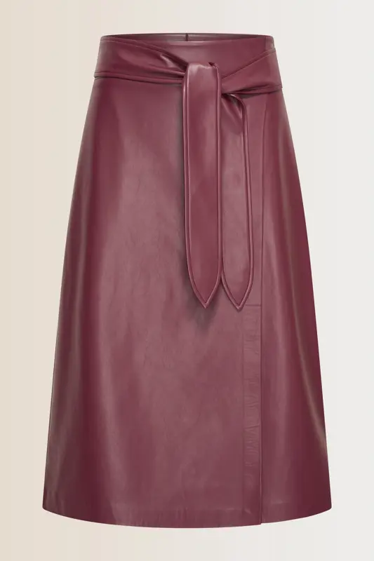 Faux-leather overslag rok