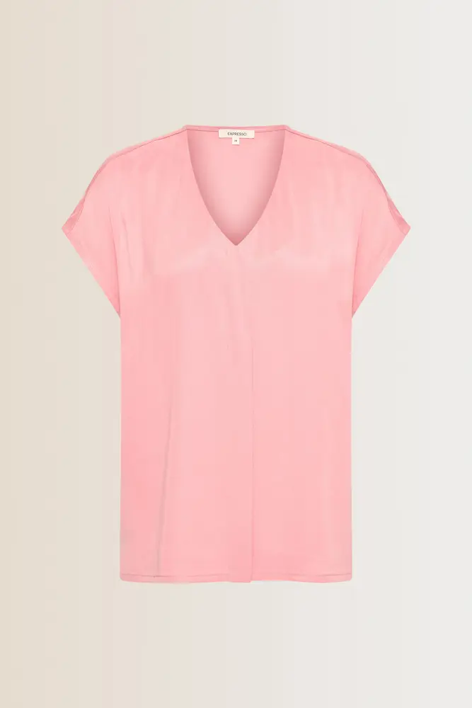 Glanzende top met V-hals