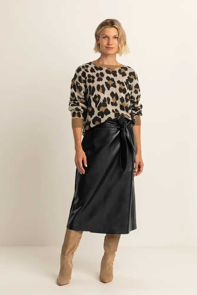 Faux-leather rok