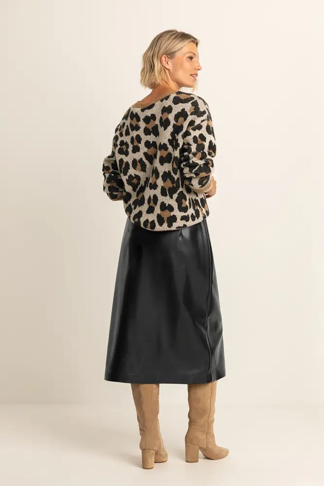 Faux-leather rok