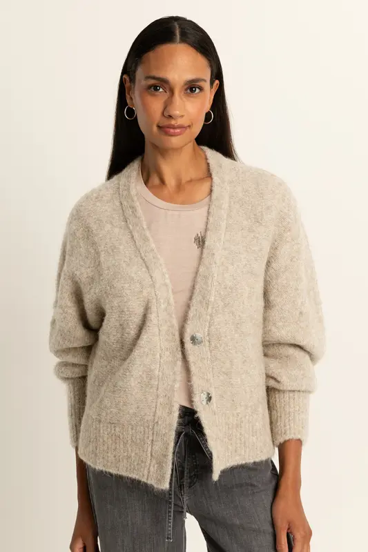 Wol-mix vest met V-hals