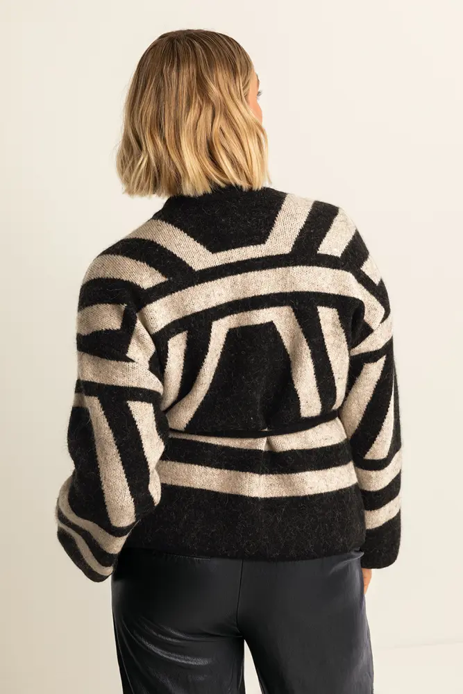 Jacquard vest met ceintuur