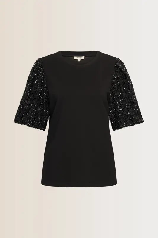 Top met paillettenmouwen