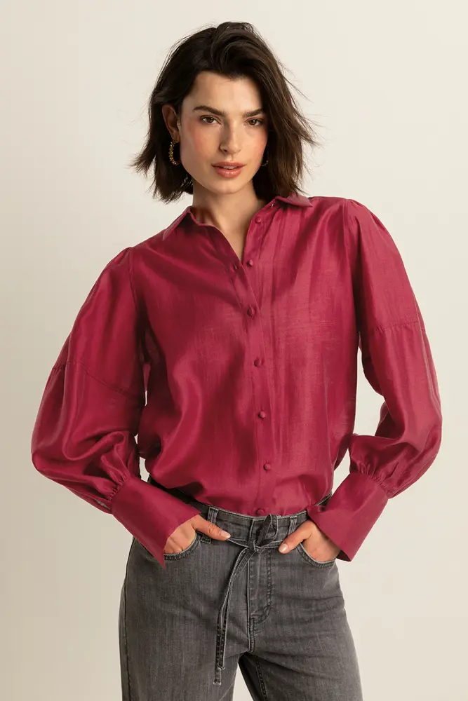Blouse met pofmouwen