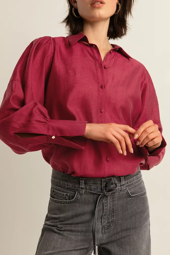 Blouse met pofmouwen