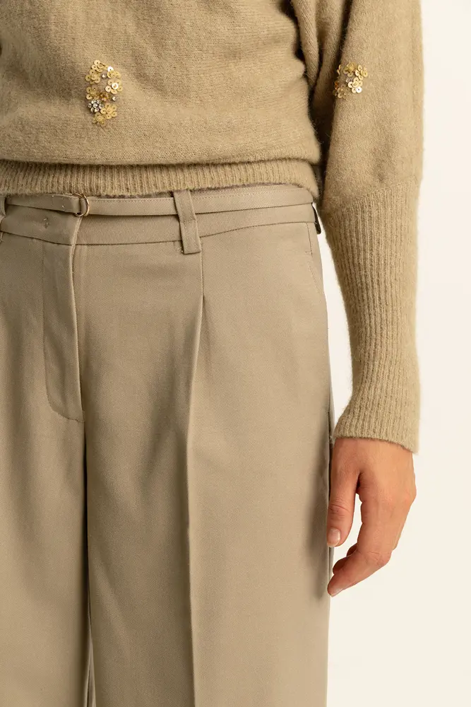 Wide leg broek met plooien