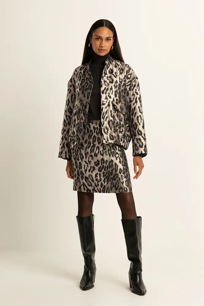 Jacquard rok met luipaardprint