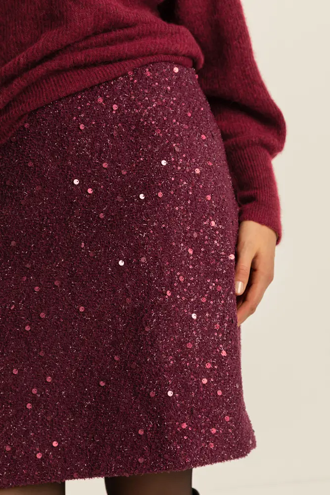 Bouclé rok met paillettendetail