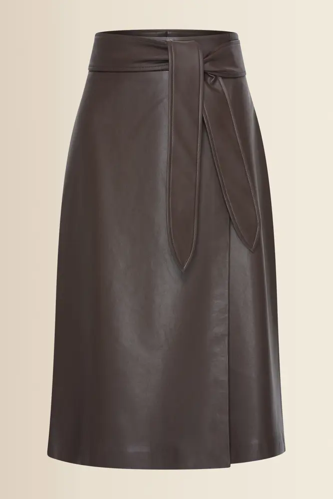 Faux-leather overslag rok