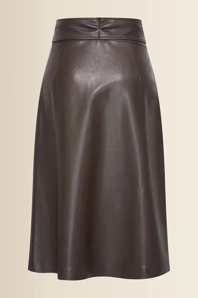 Faux-leather overslag rok