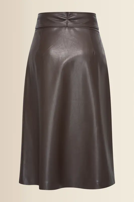 Faux-leather overslag rok