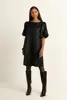 Jacquard jurk met pofmouwen