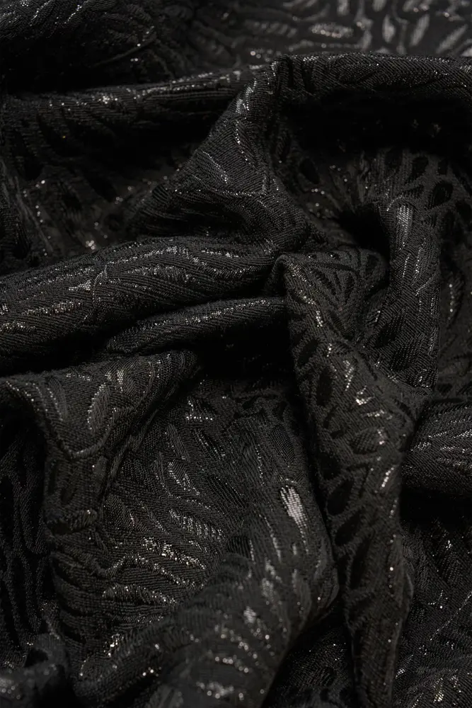 Jacquard jurk met pofmouwen
