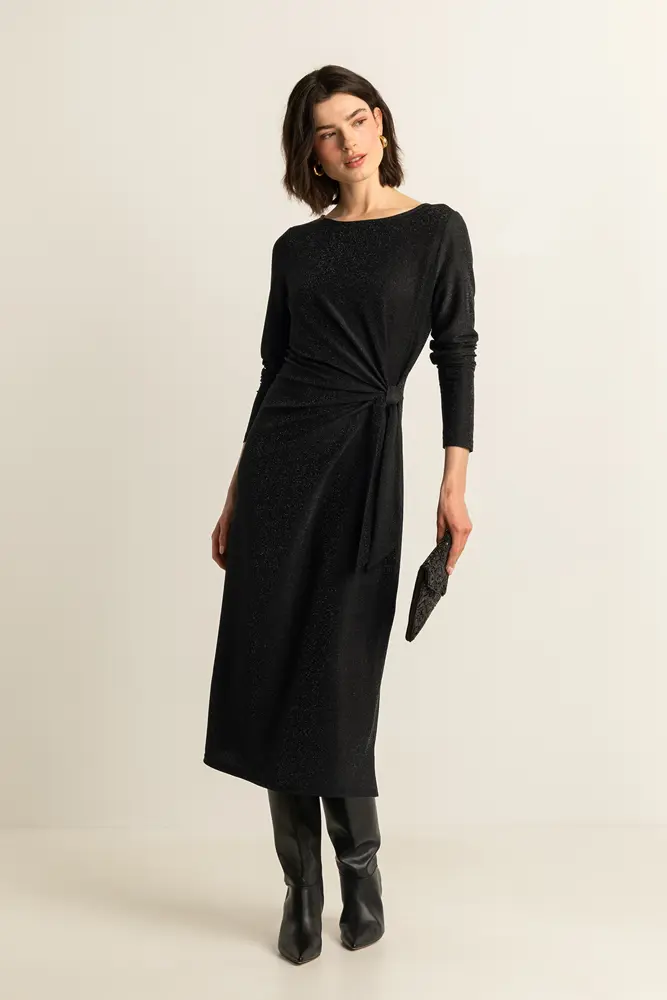 Glitterjurk met knoopdetail