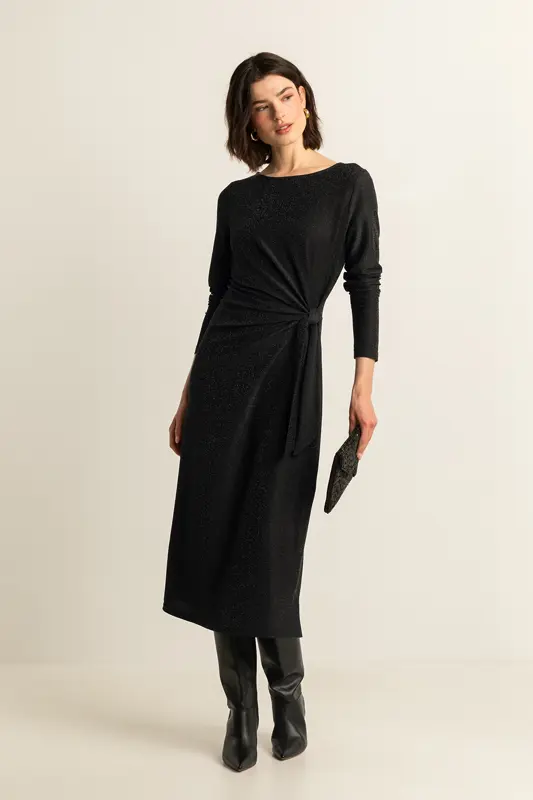 Glitterjurk met knoopdetail