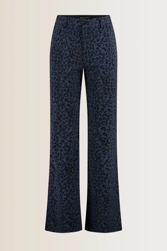 Flared travelbroek met luipaardprint
