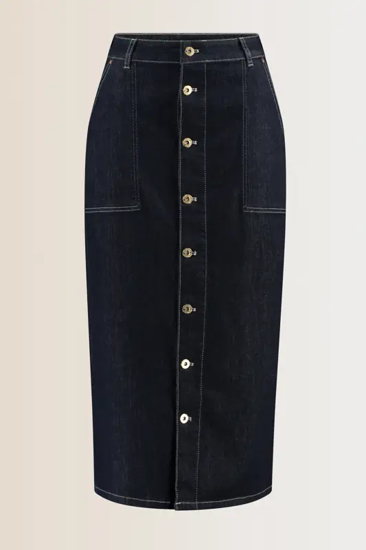 Denim midi-rok