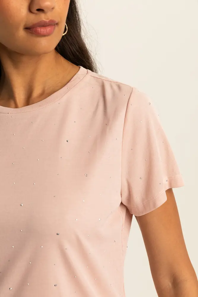 T-shirt met strassdetail