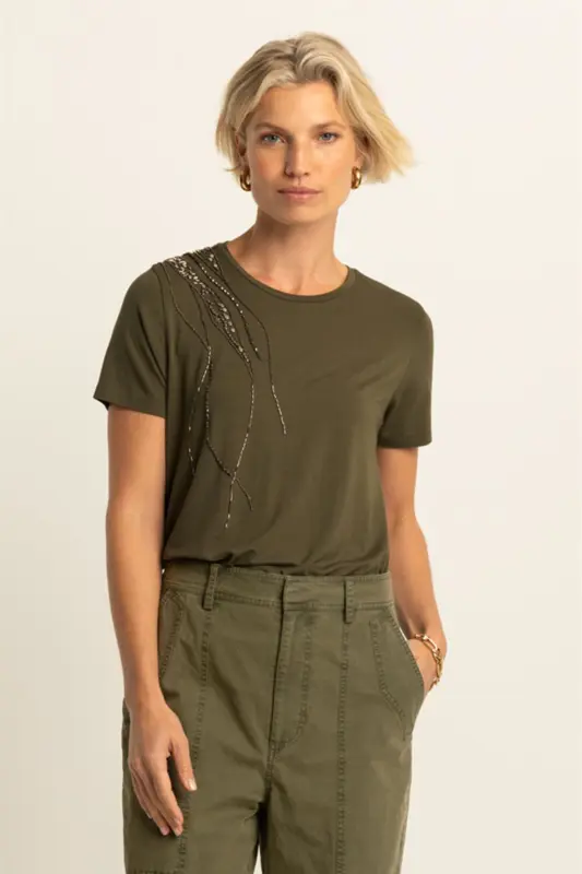 T-shirt met kralendetail