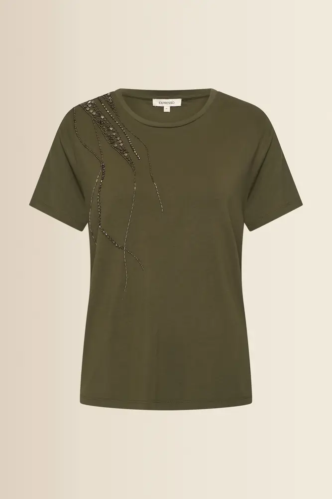 T-shirt met kralendetail