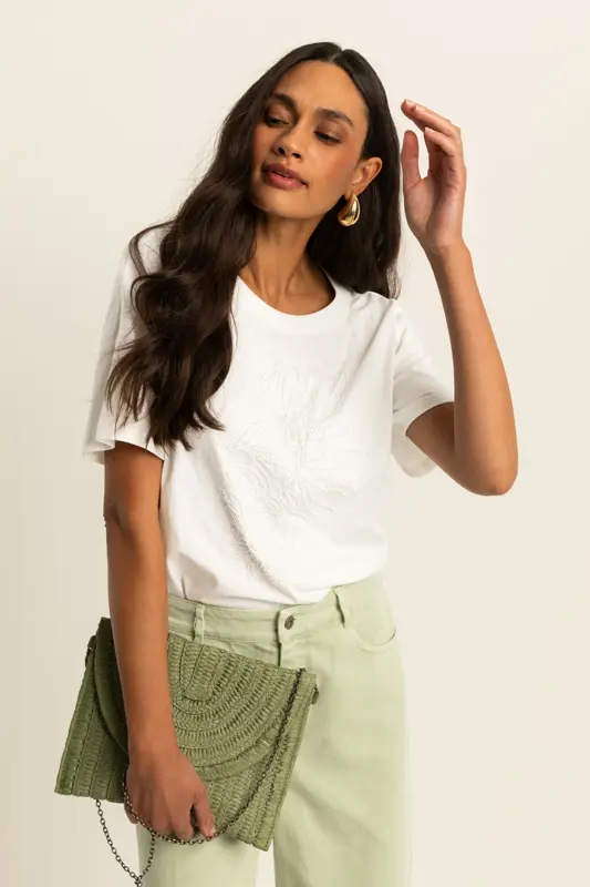 T-shirt met kralendetails
