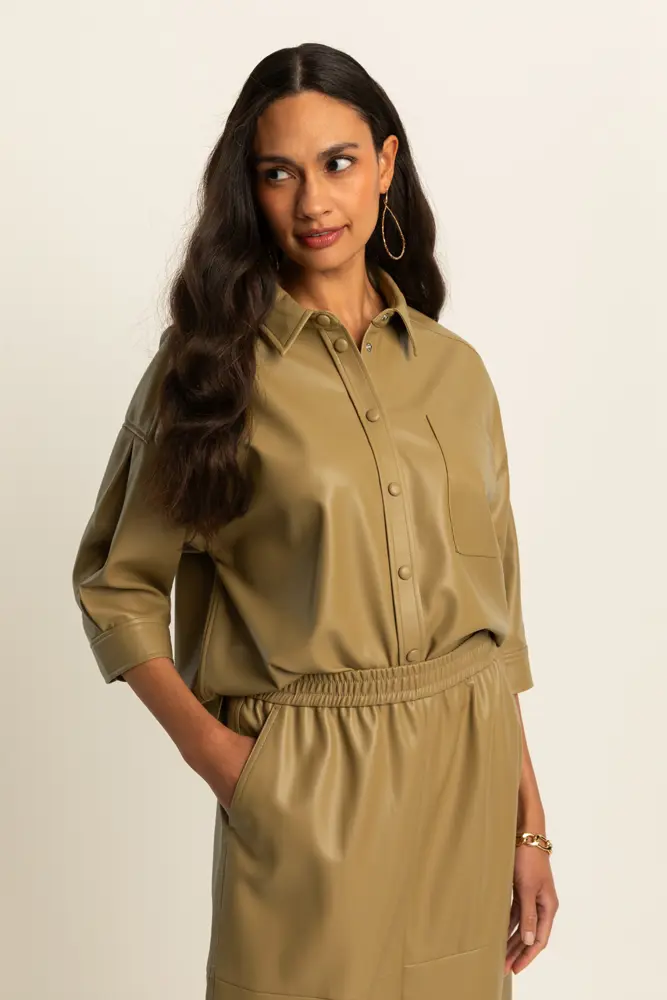 Faux leather blouse
