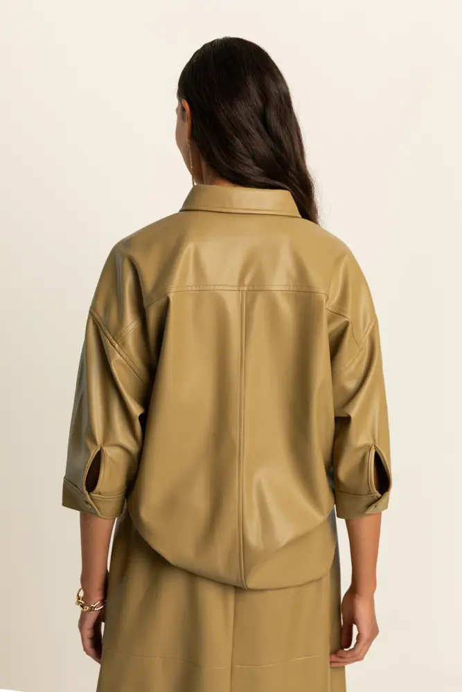 Faux leather blouse