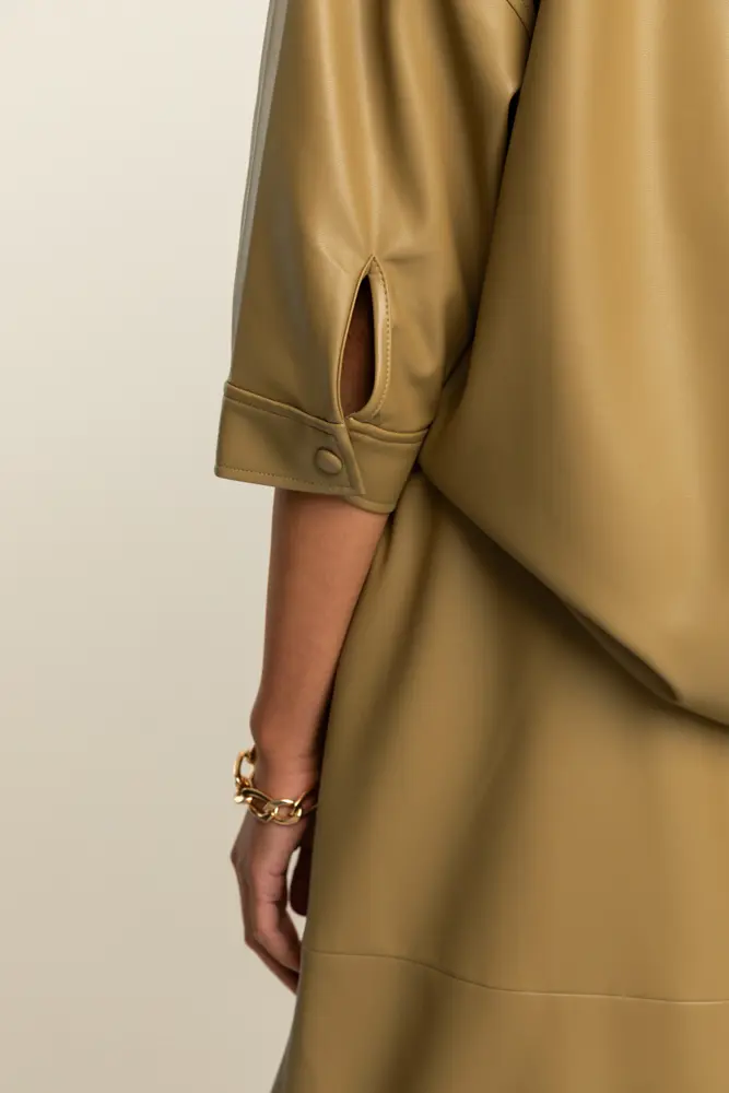 Faux leather blouse