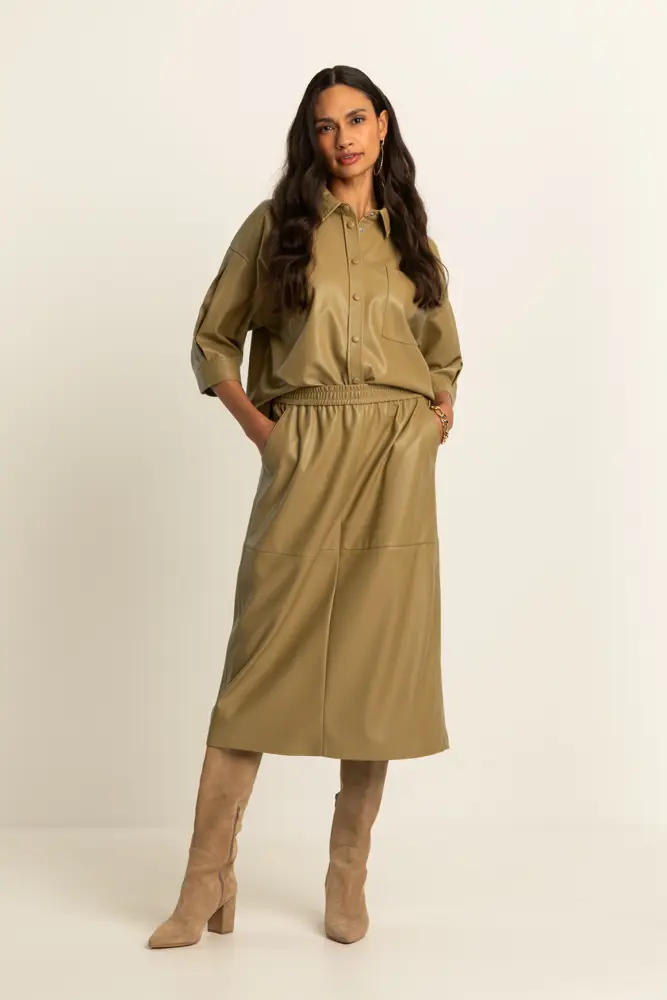 Faux leather blouse