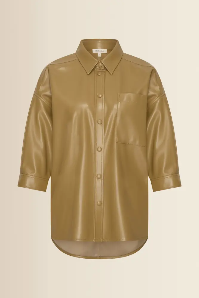 Faux leather blouse