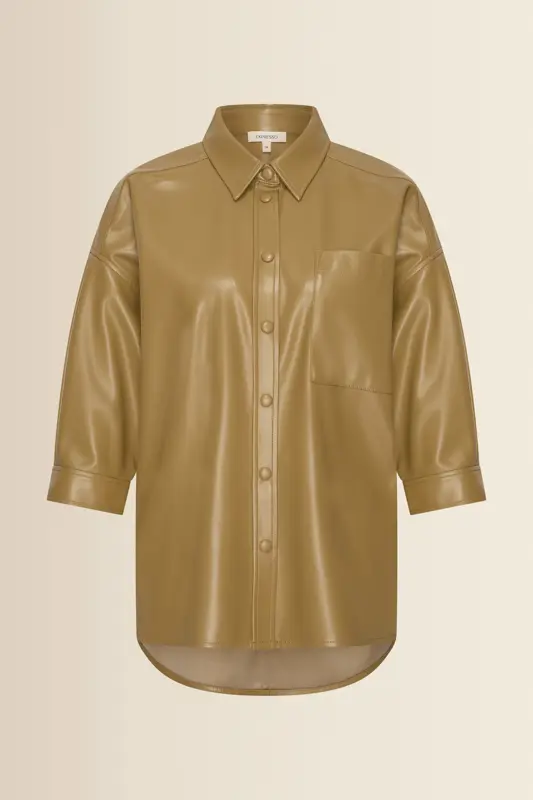 Faux leather blouse