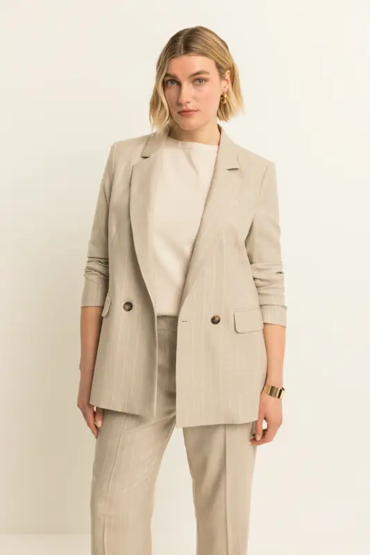 Gestreepte double breasted blazer