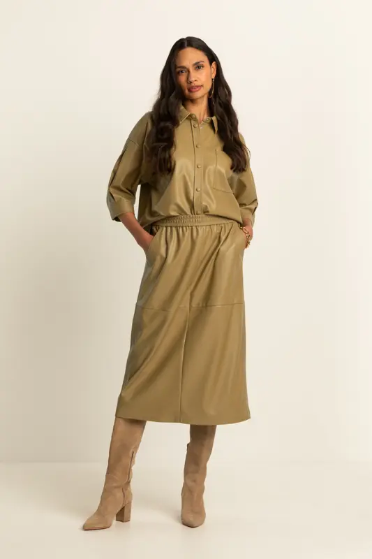 Faux leather midi-rok