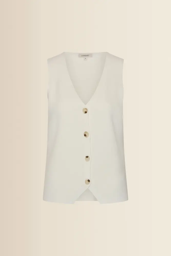 Fijngebreid gilet met knopen