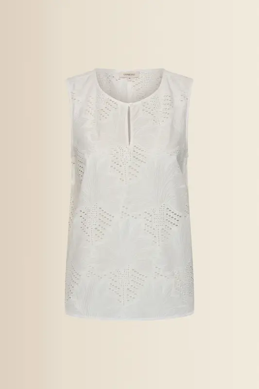 Mouwloze broderie blouse