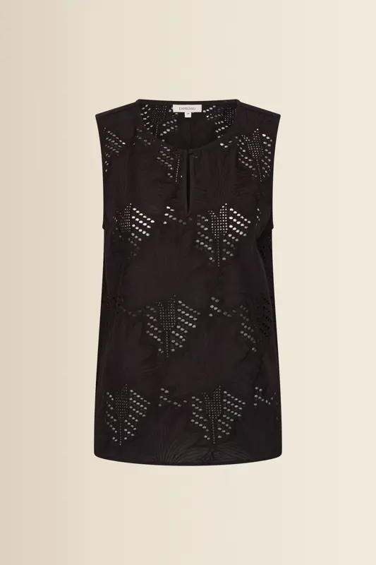 Mouwloze broderie blouse