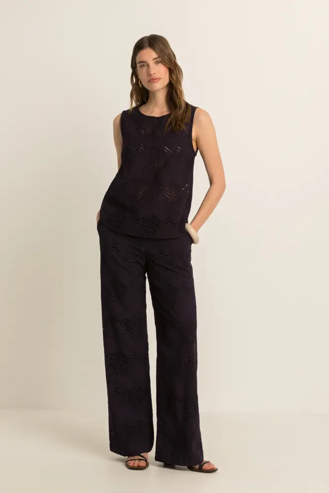 Katoenen broderie broek