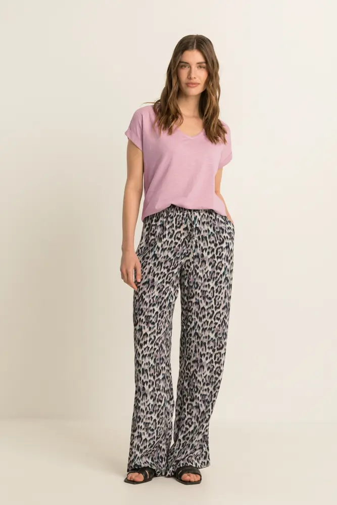 Soepelvallende broek met all-over print