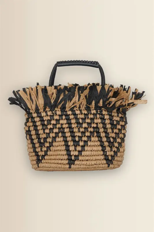 Gevlochten raffia tas