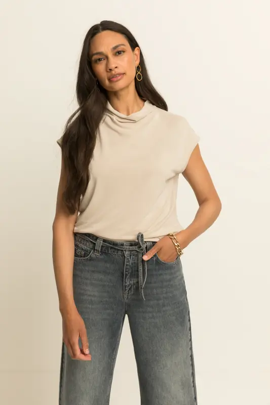 Jersey top met zachte col