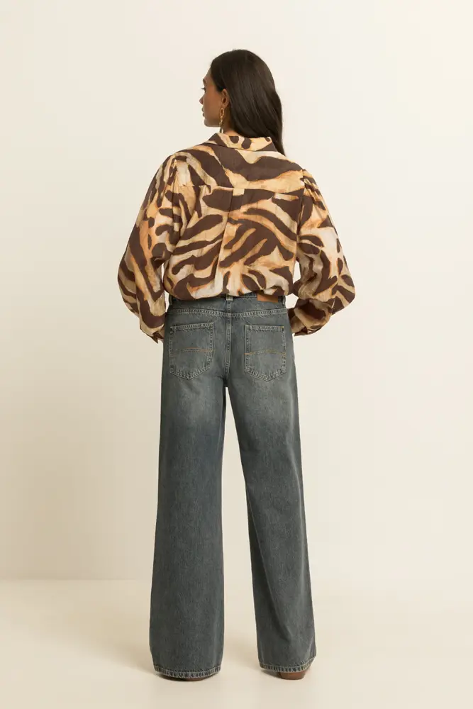 Mid blue wide leg jeans